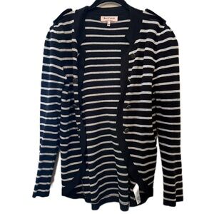 Juicy Couture Black and Grey Striped Sweater with Military Details